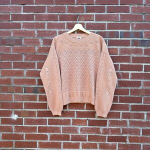 Vintage Saks Fifth Avenue Eyelet Sweater. Pink salmon color. Size small. Cotton.